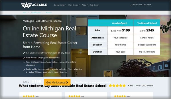 AceableAgent Michigan course
