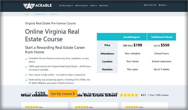 AceableAgent virginia real estate course