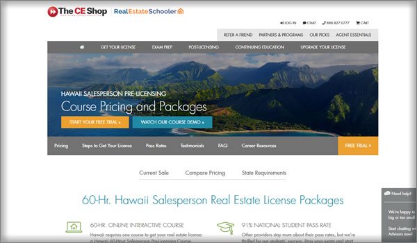 the CE shop online real estate schools in Hawaii