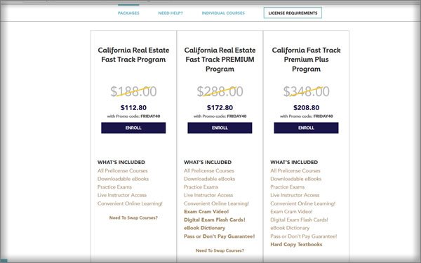 California Course Pricing