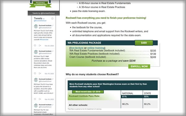 Rockwell Institute Washington Pricing