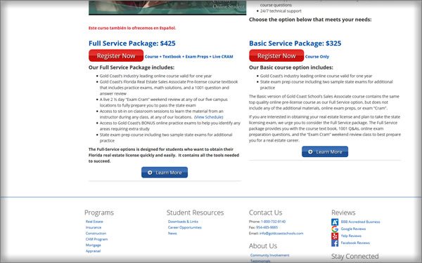 Gold Coast Schools pricing