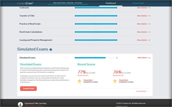 simulated state compucram exam